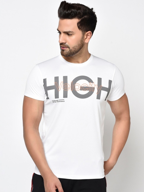 

Octave Men White Printed Round Neck T-shirt