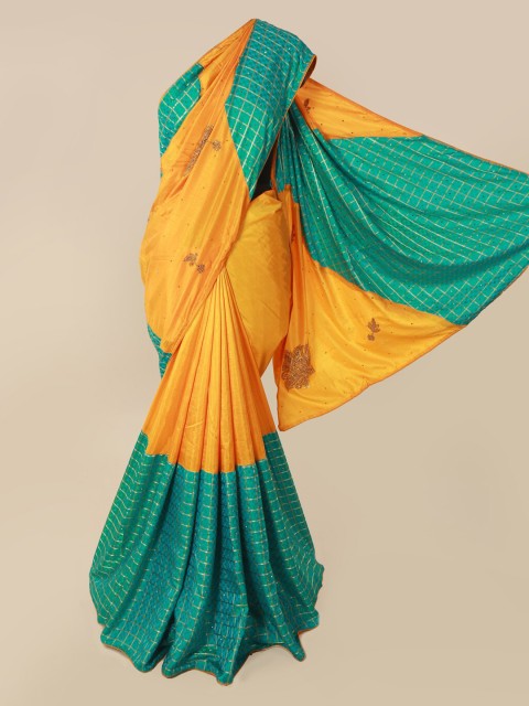 

Pothys Yellow & Green Art Silk Colourblocked Saree