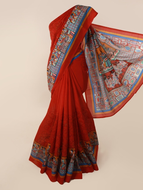 

Pothys Red Printed Cotton Blend Saree