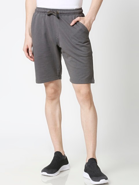 

Bewakoof Men Grey Solid Regular Fit Sports Shorts