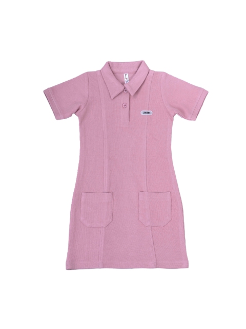 

Hunny Bunny Girls Pink Solid Front Button T-shirt Dress