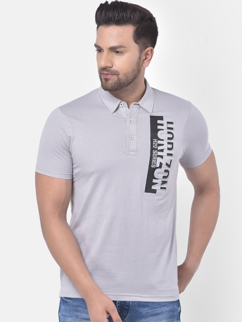

COBB Men Grey Printed Detail Polo Collar T-shirt