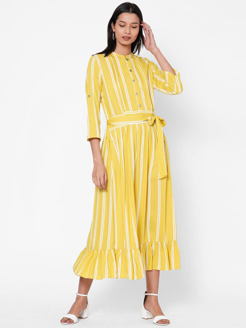 

ZOLA Women Yellow Striped Shirt Dress