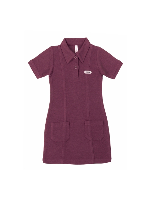 

Hunny Bunny Girls Maroon Solid Front Button T-shirt Dress