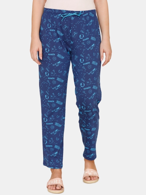 

Zivame Women Blue Printed Cotton Lounge Pants