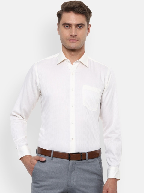Van Heusen Men White Regular Fit Solid Formal Shirt