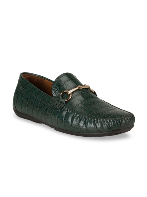 

ROSSO BRUNELLO Men Green Textured Leather Driving