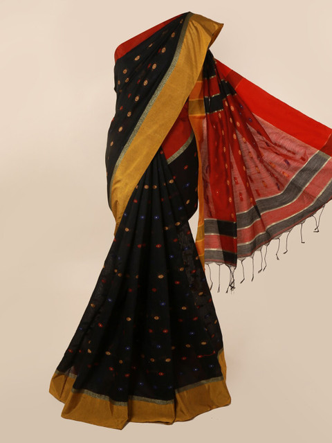 

Pothys Black Woven Design Cotton Blend Saree