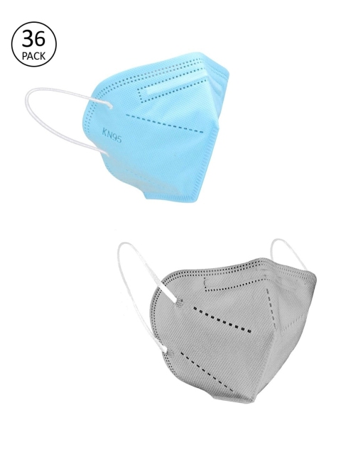 

OOMPH Unisex Pack Of 36 5-Ply Reusable Anti-Pollution KN95 Face Masks, Blue