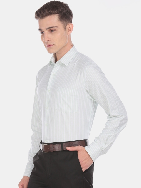 

Arrow Men Green & White Regular Fit Striped Formal Shirt