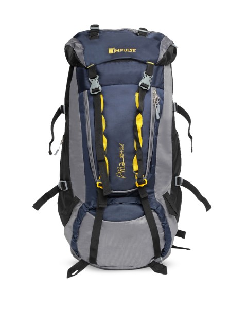 

Impulse Unisex Blue & Grey Colourblocked Aria Waterproof 90 L Rucksack
