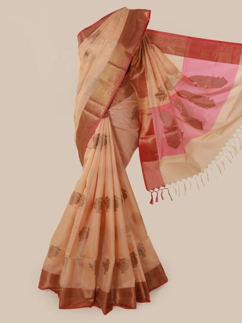 

Pothys Beige & Pink Cotton Blend Woven Design Saree