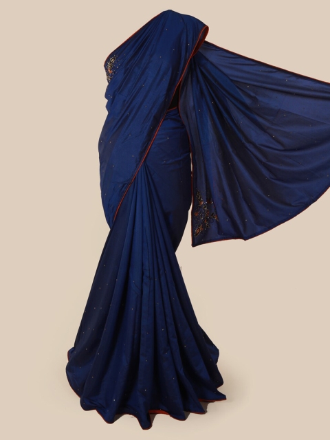 

Pothys Blue & Orange Art Silk Embellished Saree