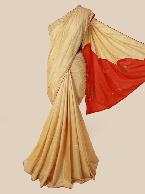 

Pothys Cream-Coloured Embellished Art Silk Saree