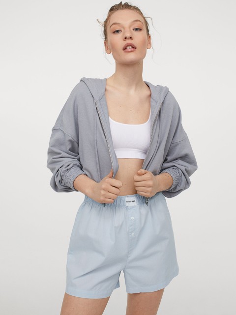 

H&M Women Blue Solid Cotton Pyjama Shorts