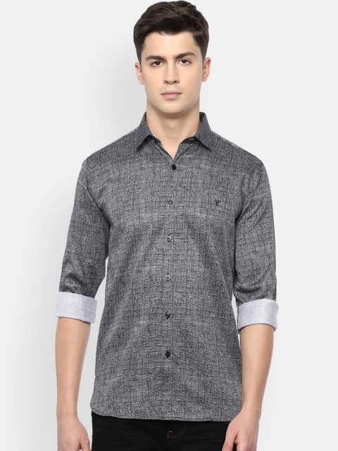 

V Dot Men Grey & White Slim Fit Checked Casual Shirt