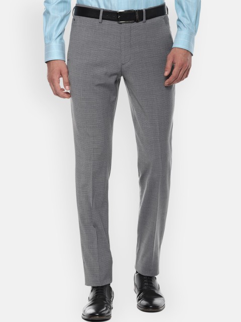 

Louis Philippe Men Grey Slim Fit Solid Formal Trousers