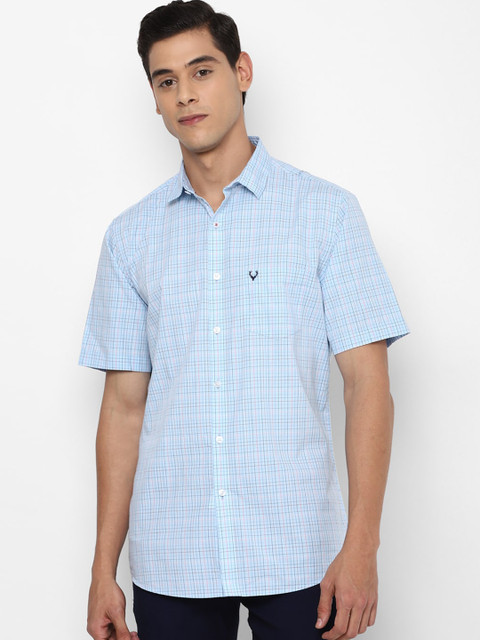 

Allen Solly Men Blue & White Slim Fit Checked Casual Shirt