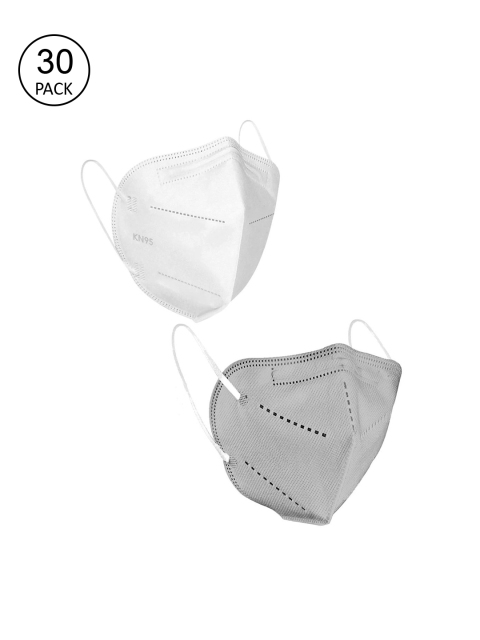 

OOMPH Unisex Pack Of 30 5-Ply Reusable Anti-Pollution KN95 Face Masks, Grey