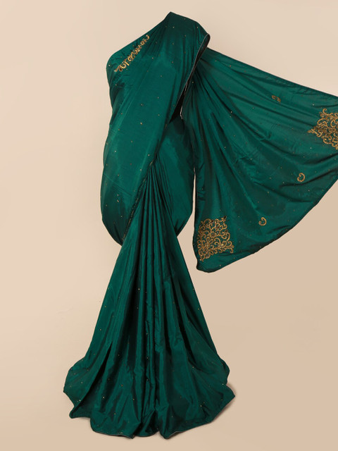 

Pothys Green & Gold-Toned Art Silk Embellished Saree