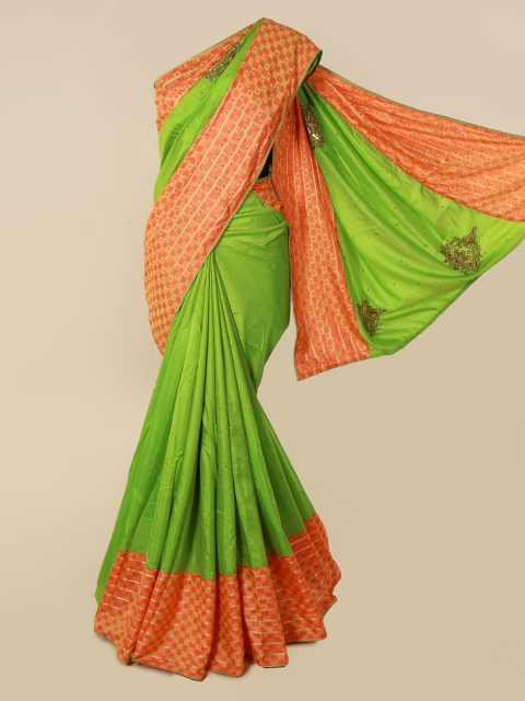 

Pothys Green Solid Art Silk Saree