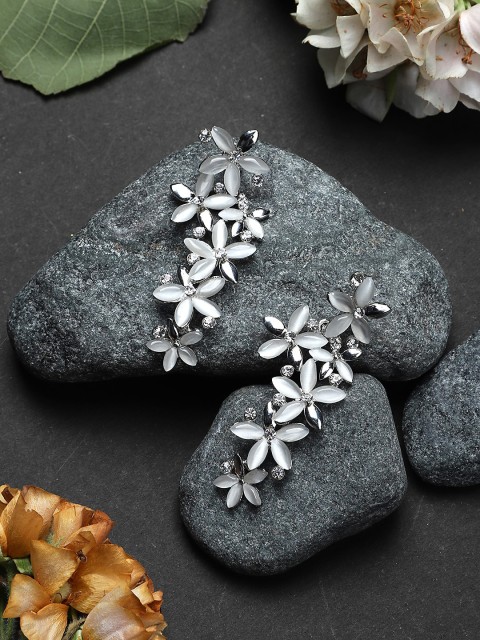 

Mali Fionna Silver-Toned Contemporary Drop Earrings
