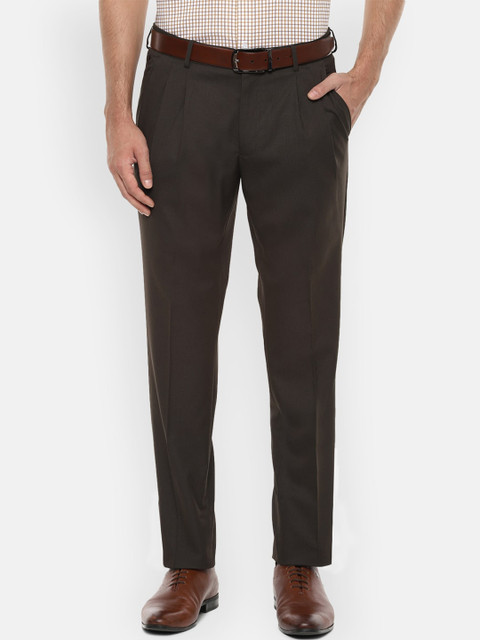

Louis Philippe Men Brown Regular Fit Solid Formal Trousers