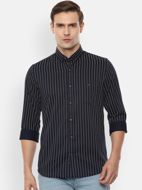 

Louis Philippe Sport Men Navy Blue & Grey Slim Fit Striped Casual Shirt