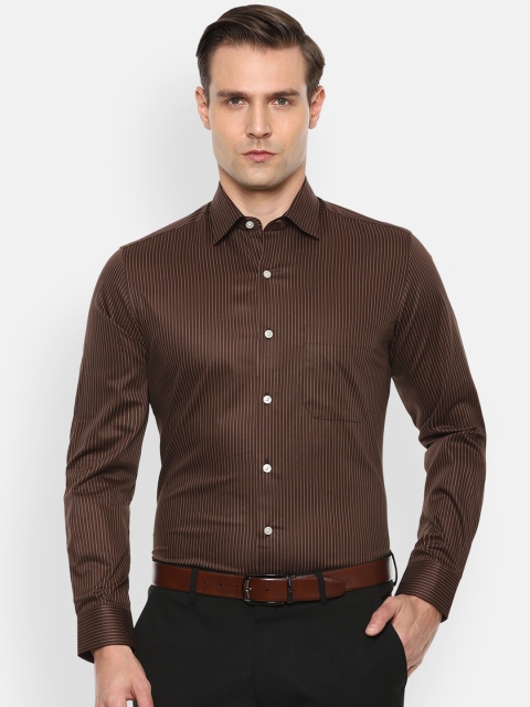 

Louis Philippe Men Brown Slim Fit Striped Formal Shirt