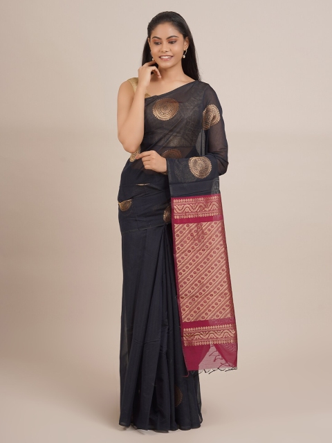 

Pothys Navy Blue & Golden Woven Design Saree