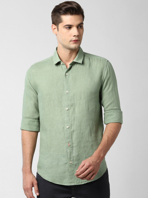 

Peter England Casuals Men Green Slim Fit Solid Casual Shirt