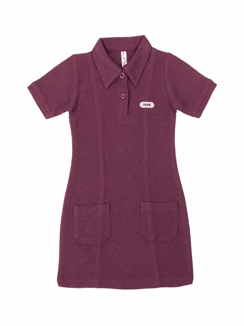 

Hunny Bunny Girls Maroon Solid Front Button T-shirt Dress