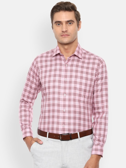 

Van Heusen Men Pink & Maroon Cotton Regular Fit Checked Formal Shirt