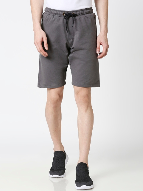 

Bewakoof Men Grey Solid Regular Fit Sports Shorts
