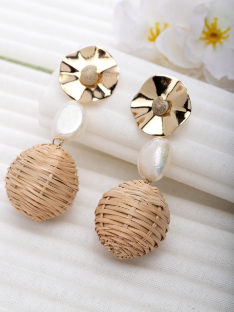 

CRZ Gold-Toned Contemporary Drop Earrings