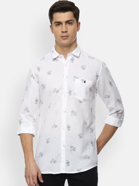 

Louis Philippe Jeans Men White & Grey Super Slim Fit Printed Casual Shirt