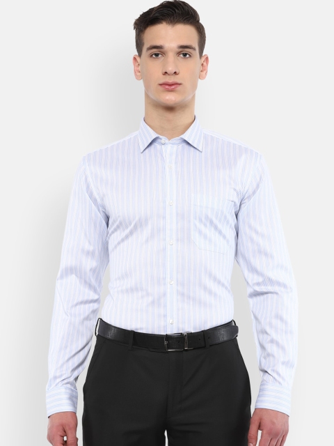 

Van Heusen Men Blue & White Regular Fit Striped Cotton Casual Shirt