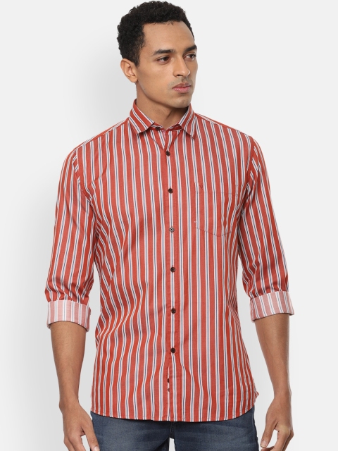 

Van Heusen Sport Men Orange & White Slim Fit Striped Casual Shirt