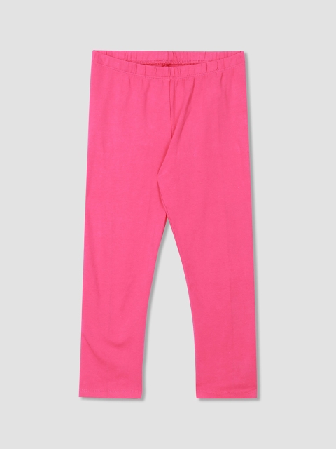 

The Childrens Place Girls Pink Solid Cotton Ankle-Length Leggings