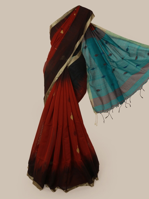 

Pothys Red & Black Cotton Blend Colourblocked Saree