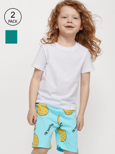 

H&M Boys 2-Pack Jersey Shorts, Sea green