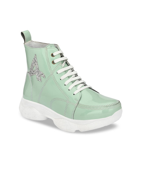 

AfroJack Women Green Printed Mid-Top Trekking Shoes