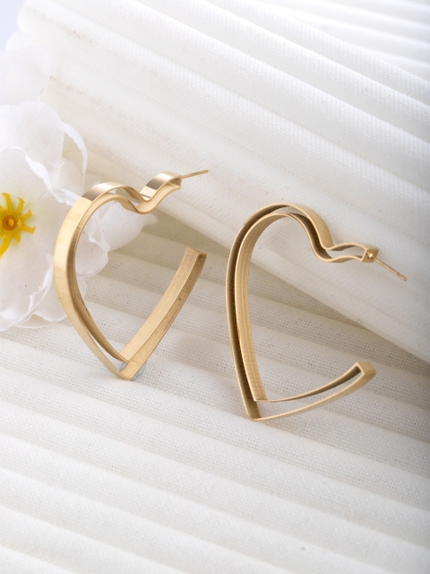 

CRZ Gold-Toned Contemporary Drop Earrings