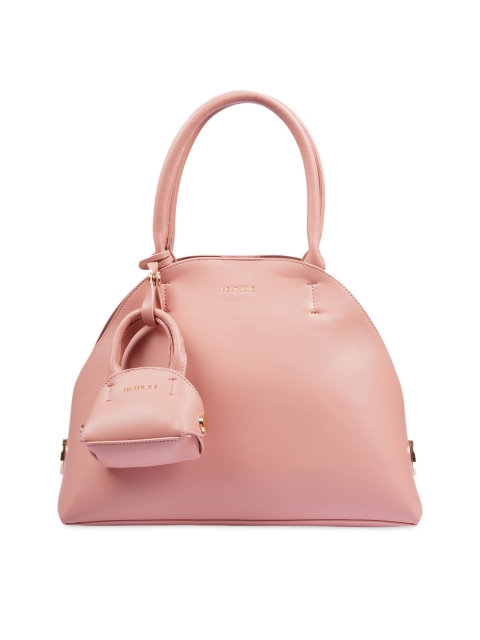 

HEATWAVE Peach-Coloured Solid Handheld Bag With Pouch