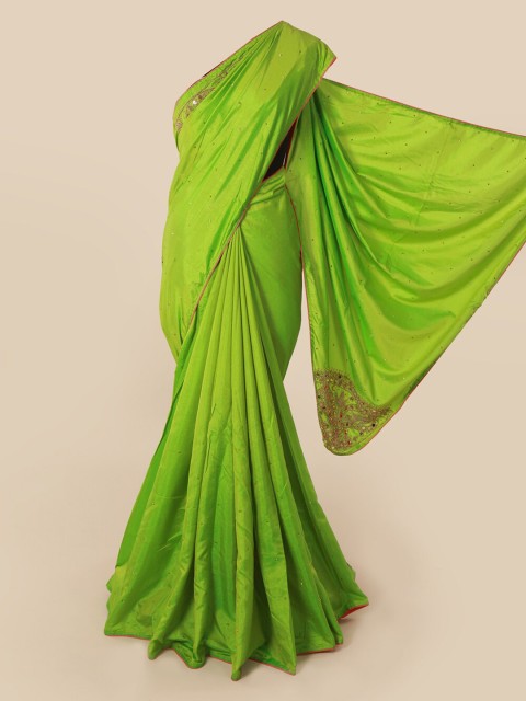

Pothys Green Embellished Art Silk Saree