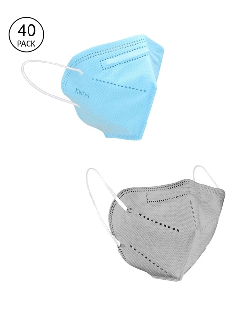 

OOMPH Unisex Pack Of 40 5-Ply Reusable Anti-Pollution KN95 Face Masks, Blue