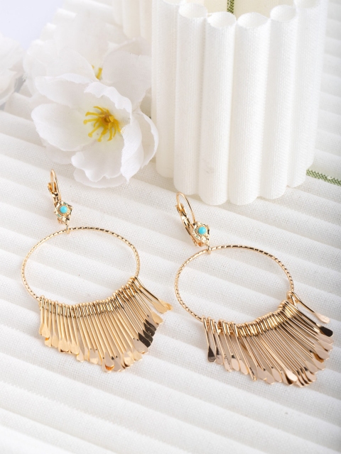 

CRZ Gold-Toned Contemporary Drop Earrings