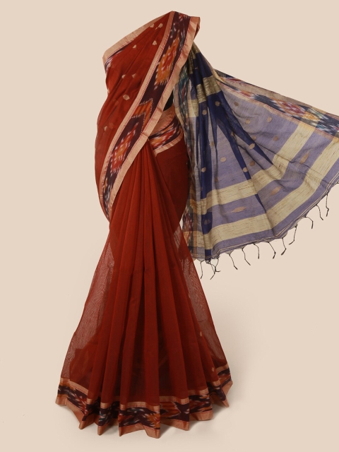 

Pothys Red Solid Cotton Blend Saree