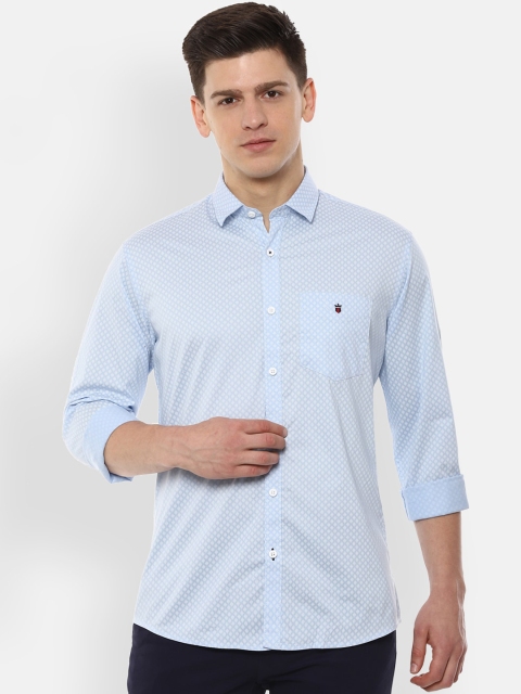 

Louis Philippe Sport Men Blue & White Self Design Cotton Slim Fit Casual Shirt