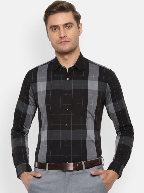 

Van Heusen Men Black & Grey Slim Fit Checked Casual Shirt